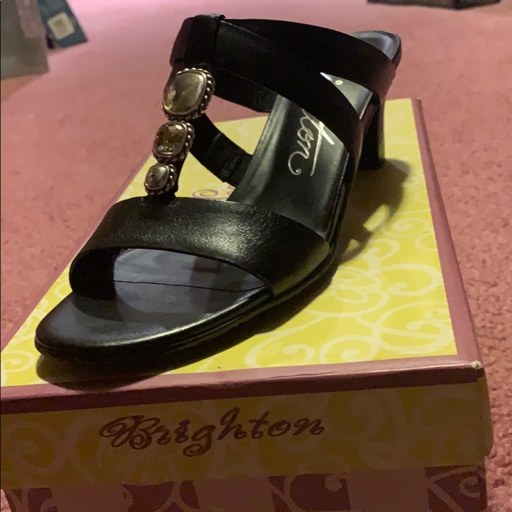 Brighton slip on sandals with a heel